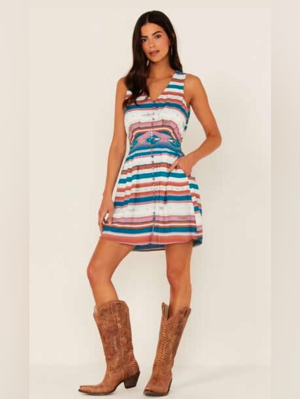 Idyllwind Fueled by Miranda Lambert Southwestern Striped Sleeveless Mini Dress